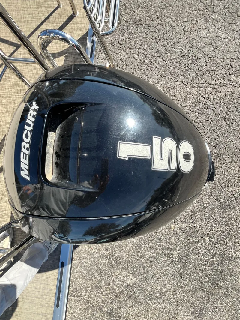 Slide: The Image of Mercury 150 outboard motor on 2020 Harris FloteBote Cruiser 230 pontoon boat. - 32