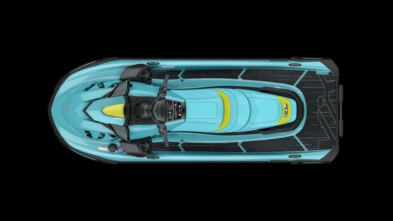 Slide: The Image of 2025 Waverunner VX LIMITED HO, top view, sleek turquoise design on black background. - 3