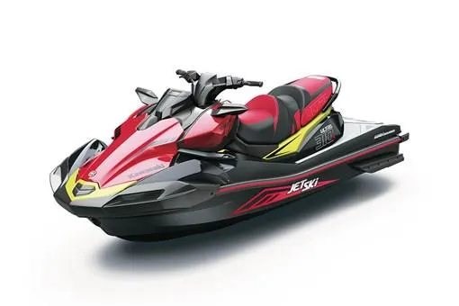 Slide: The Image of 2025 Kawasaki Jetski Ultra 310X in red and black, showcasing sleek design and advanced features. - 8