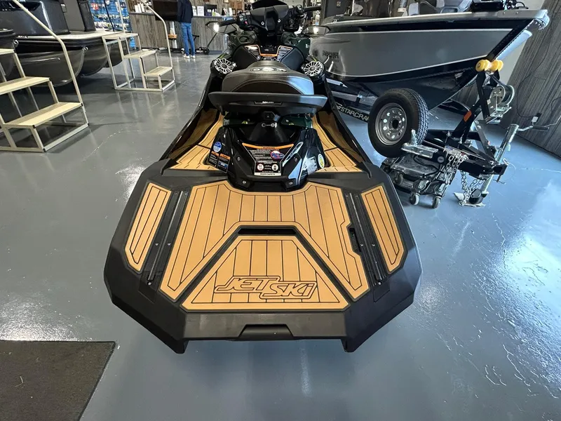 Slide: The Image of 2025 Kawasaki JET SKI ULTRA 160LX displayed in showroom, rear view. - 9