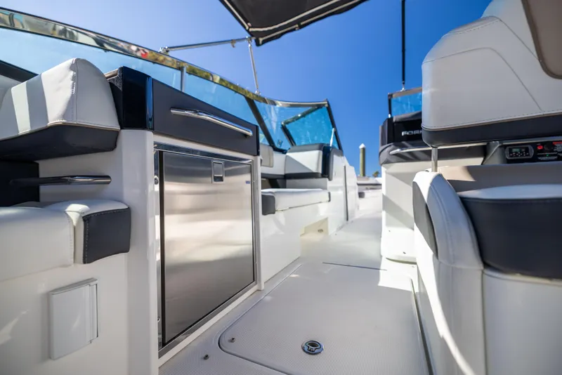 Slide: The Image of 2017 Formula 330 Crossover Bowrider interior with sleek seating and modern design. - 25