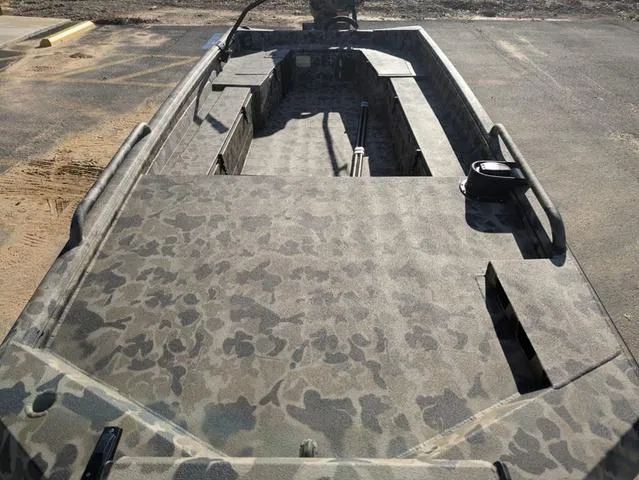 Slide: The Image of 2025 Excel 1854 Shallow Water F4 boat with camouflage pattern interior. - 26