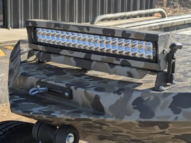 Slide: The Image of Camouflage-patterned 2025 Excel 1854 Shallow Water F4 boat with LED light bar. - 9