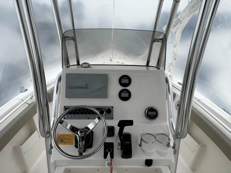 Slide: The Image of 2023 Key West 239 FS boat console with Garmin navigation system. - 3