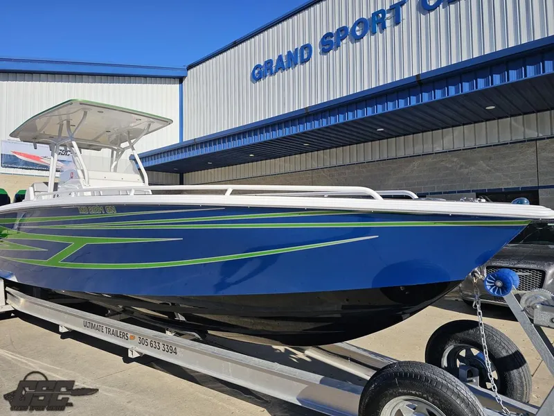 Slide: The Image of 2014 Concept 36' CC boat on trailer at Grand Sport Center. - 21