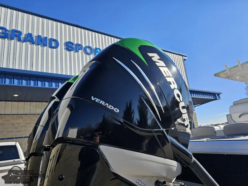 Slide: The Image of Mercury Verado engine on 2014 Concept 36' CC boat at Grand Sport facility. - 46