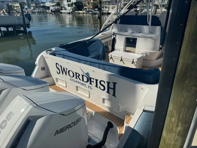 Slide: The Image of 2016 Intrepid Panacea boat named "Swordfish" docked in Gulfport, FL marina. - 6