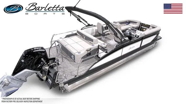 Slide: The Image of 2025 Barletta Boats C24uc pontoon with modern design and spacious seating. - 3