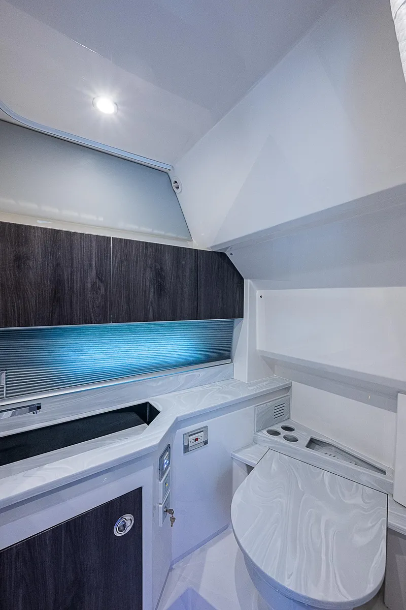 Slide: The Image of 2022 Formula 430 All Sport Crossover bathroom with modern design and sleek fixtures. - 11