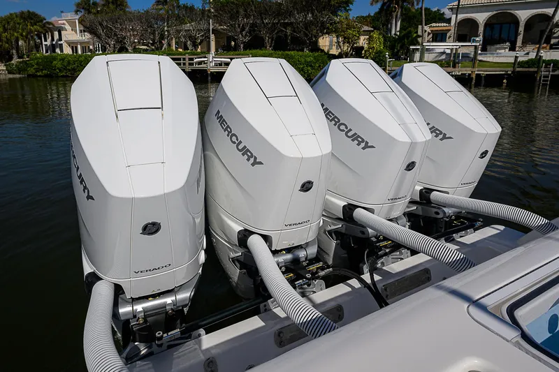 Slide: The Image of 2024 Invincible 39 Open Fisherman with four Mercury outboard engines. - 43