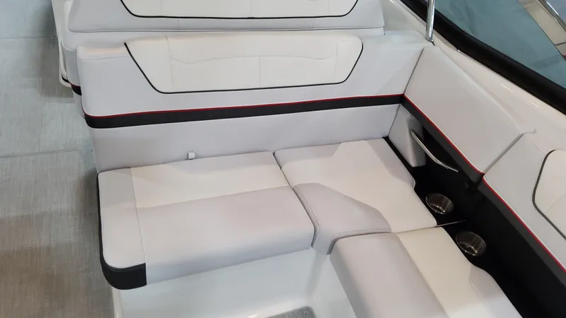 Slide: The Image of 2025 Formula 350 Crossover Bowrider I/O interior seating with sleek, modern design. - 22