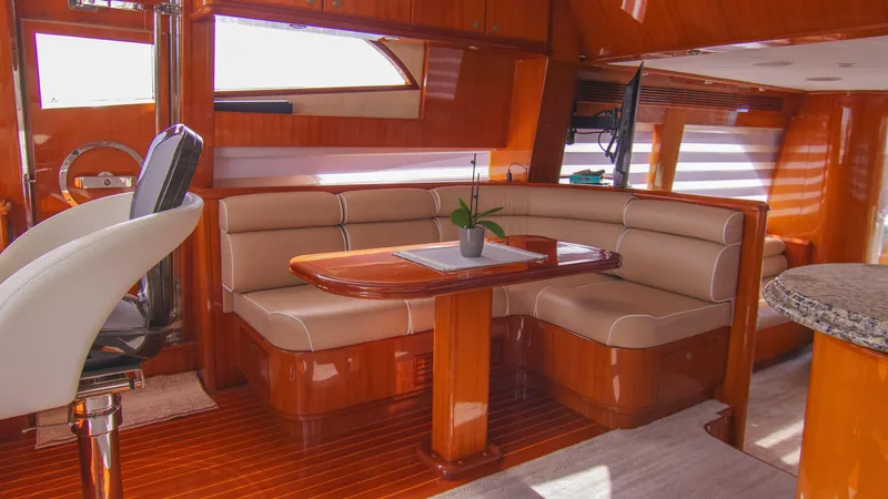 Slide: The Image of Luxurious 2008 McKinna Pilothouse interior with elegant seating and wooden finishes. - 18
