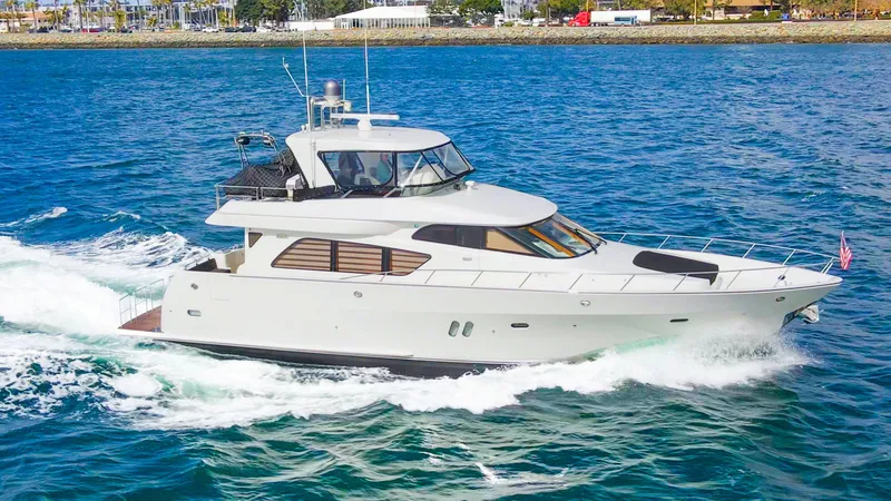 Slide: The Image of 2008 McKinna Pilothouse yacht cruising on blue ocean waters. - 40
