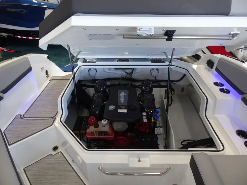 Slide: The Image of Engine compartment of a 2025 Cobalt R4 boat, showcasing modern design and technology. - 25