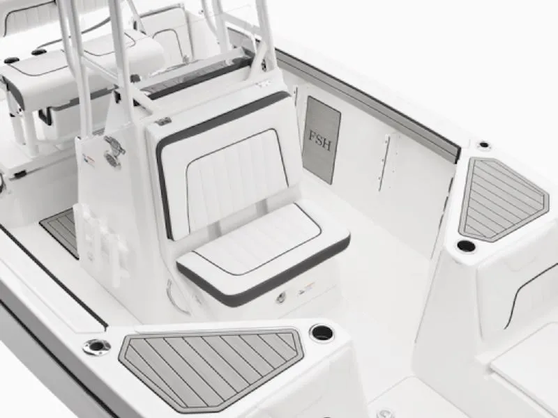Slide: The Image of 2025 Yamaha Boats 220 FSH Sport interior, featuring sleek seating and modern design elements. - 8