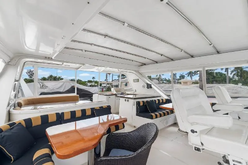 Slide: The Image of Luxurious 2006 Paragon Cockpit Motoryacht interior with seating, table, and helm station. - 21