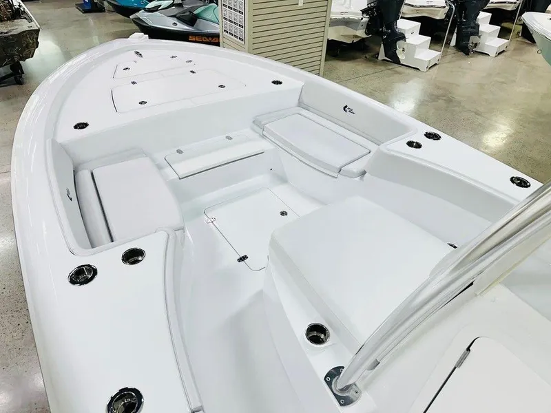 Slide: The Image of 2025 Contender 29BAY boat interior, showcasing spacious seating and sleek design. - 7