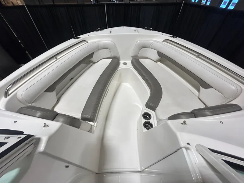 Slide: The Image of 2019 Albemarle 27 Dual Console boat interior with spacious seating and sleek design. - 36