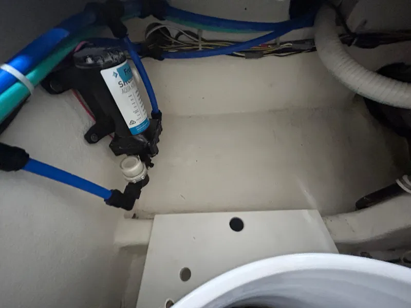 Slide: The Image of 2019 Albemarle 27 Dual Console interior wiring and plumbing setup. - 46