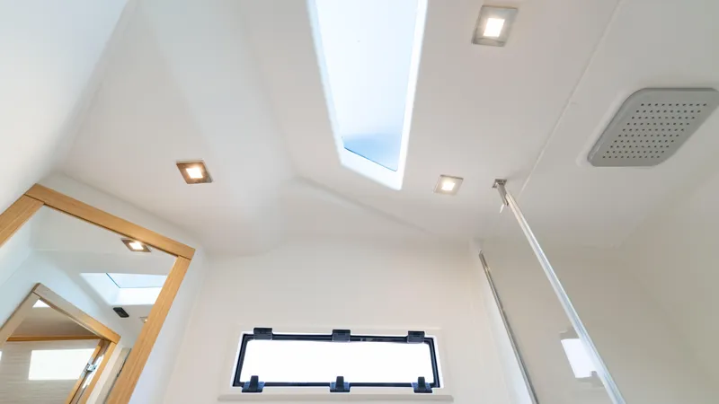 Slide: The Image of 2024 Pardo Yachts 43 interior ceiling with skylight and modern lighting. - 46