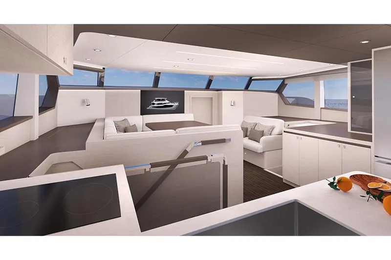 Slide: The Image of 2026 Aquila 50 Yacht cruising on open sea under clear sky. - 3