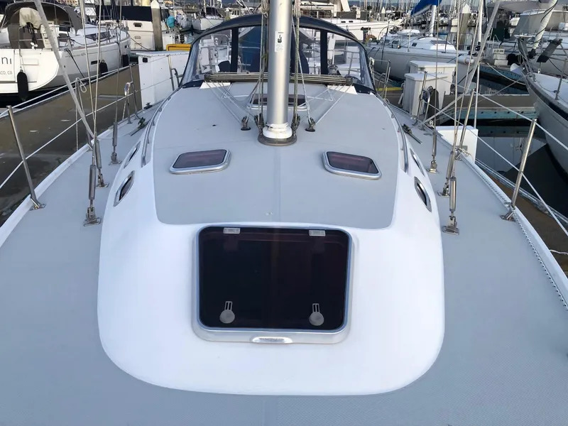 Slide: The Image of Catalina 36 MkII sailboat deck, 2006 model, docked in a marina. - 13