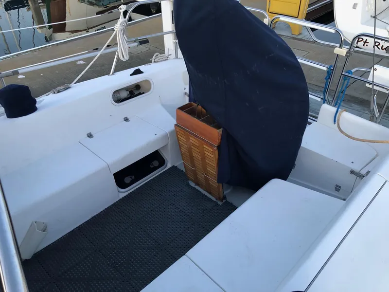 Slide: The Image of 2006 Catalina 36 MkII sailboat cockpit with covered wheel and seating. - 17