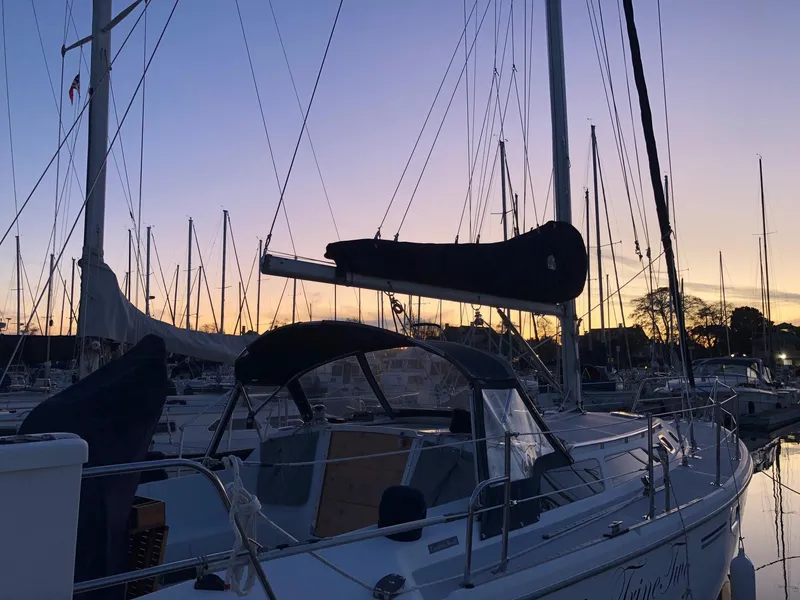 Slide: The Image of Catalina 36 MkII sailboat docked at sunset, 2006 model. - 19