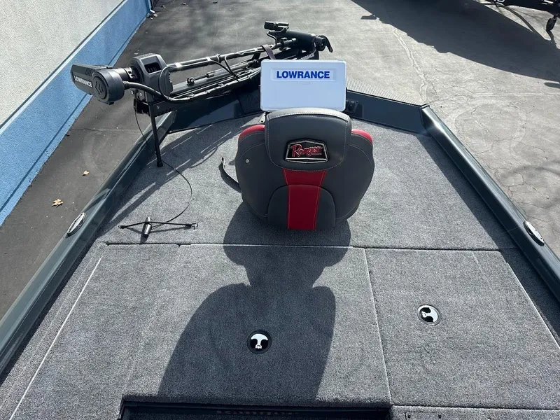 Slide: The Image of 2025 Ranger RT178 boat deck with Lowrance equipment and trolling motor. - 20