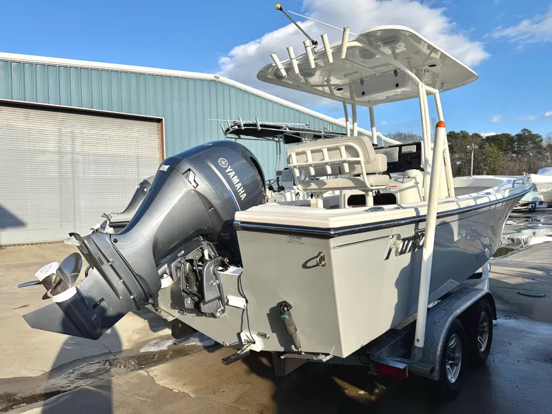 Slide: The Image of 2020 Parker 2300 Special Edition boat with Yamaha outboard motor on trailer. - 4