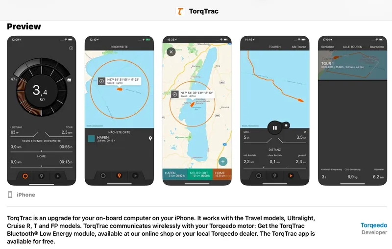 Slide: The Image of TorqTrac app interface preview on iPhone for J Boats J/9 2022 model. - 28