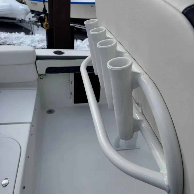 Slide: The Image of Rod holders on a 2025 Tidewater 220 LXF boat, showcasing sleek design and functionality. - 28