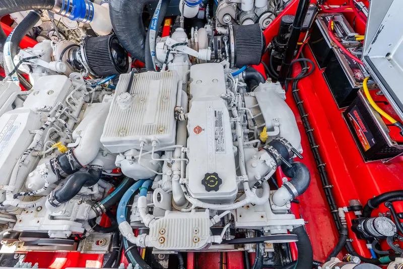 Slide: The Image of Engine compartment of a 2018 Nor-Tech 560 Sport Center Console boat. - 30