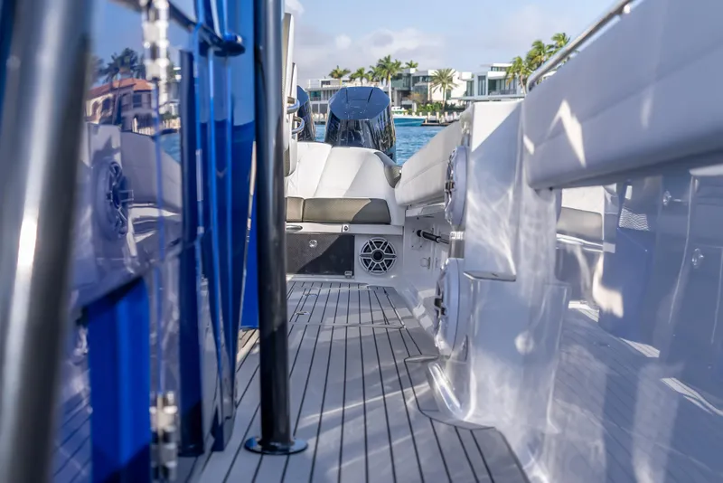 Slide: The Image of 2024 Nor-Tech 390 Sport boat interior with sleek design and modern features. - 22