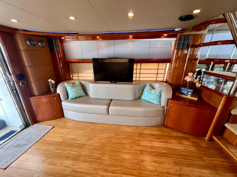 Slide: The Image of Luxurious interior of 2008 Viking Sport Cruisers 70 Motor Yacht with modern decor. - 16