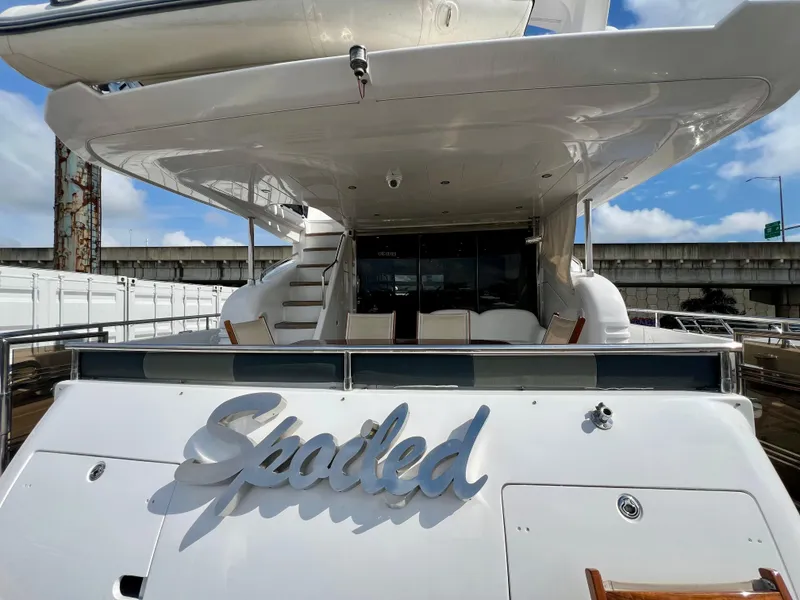 Slide: The Image of 2008 Viking Sport Cruisers 70 Motor Yacht, rear view with "Spoiled" nameplate. - 4