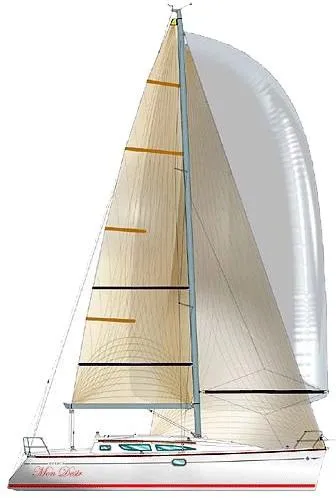 Slide: The Image of 2004 Jeanneau Sun Fast 35 sailboat with beige sails and sleek white hull. - 20