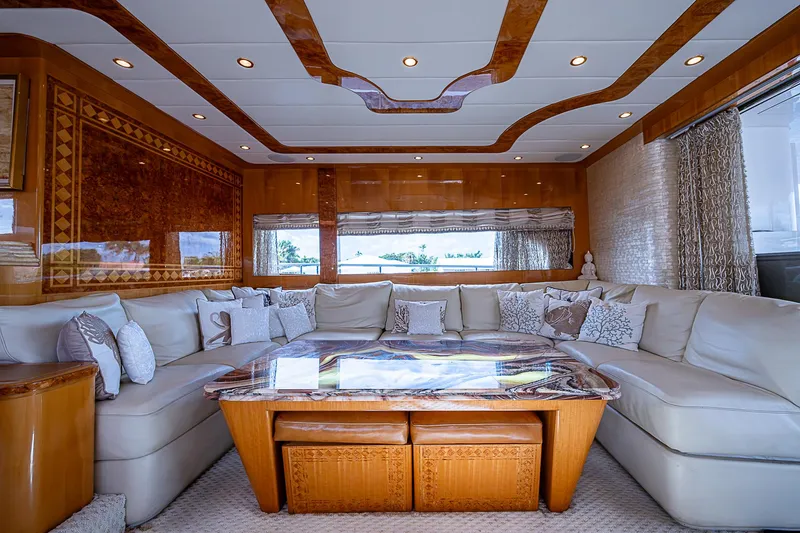 Slide: The Image of Luxurious interior of 2013 Johnson 78 Cockpit Motoryacht with plush seating and elegant decor. - 20
