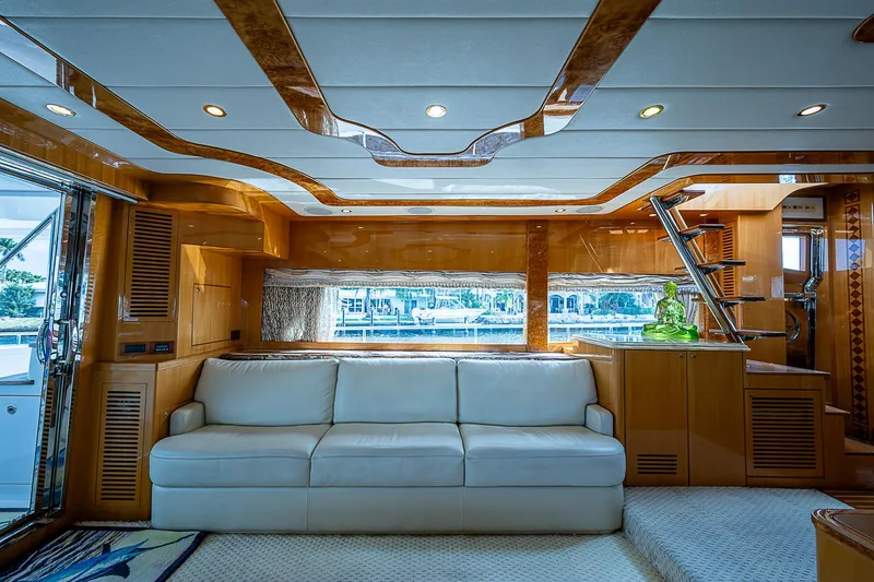 Slide: The Image of Luxurious interior of 2013 Johnson 78 Cockpit Motoryacht with elegant wood finishes. - 21