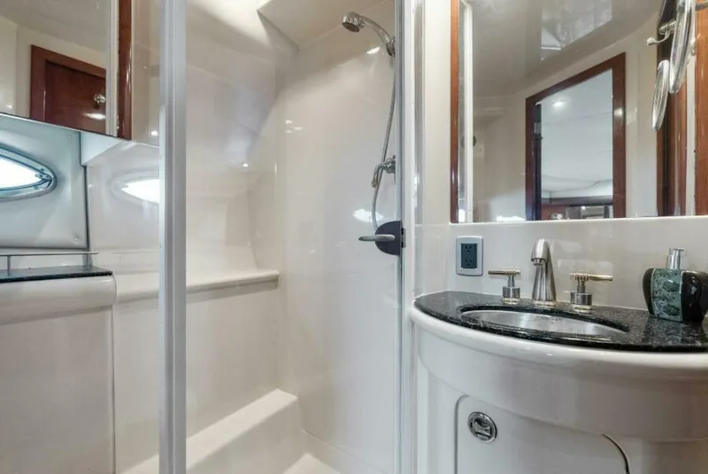 Slide: The Image of Luxurious bathroom in 2008 Meridian 459 Motoryacht with modern fixtures and sleek design. - 14