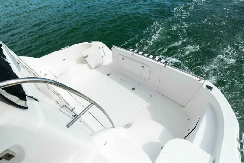 Slide: The Image of 2008 Meridian 459 Motoryacht deck overlooking ocean waters. - 27
