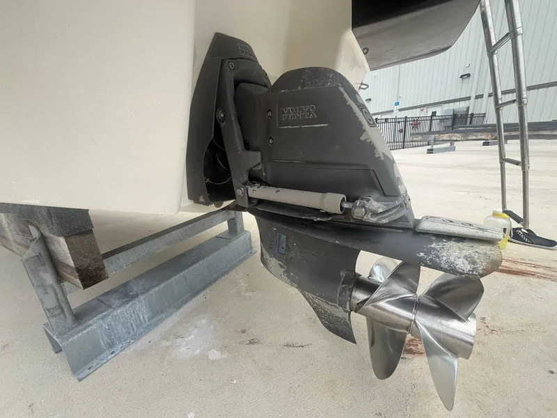 Slide: The Image of 2013 Chaparral 257 SSX boat propeller and stern drive on display. - 36
