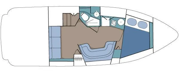 Slide: The Image of Floor plan of a 2003 Cruisers Yachts 3275 Express, featuring cabin layout and amenities. - 36