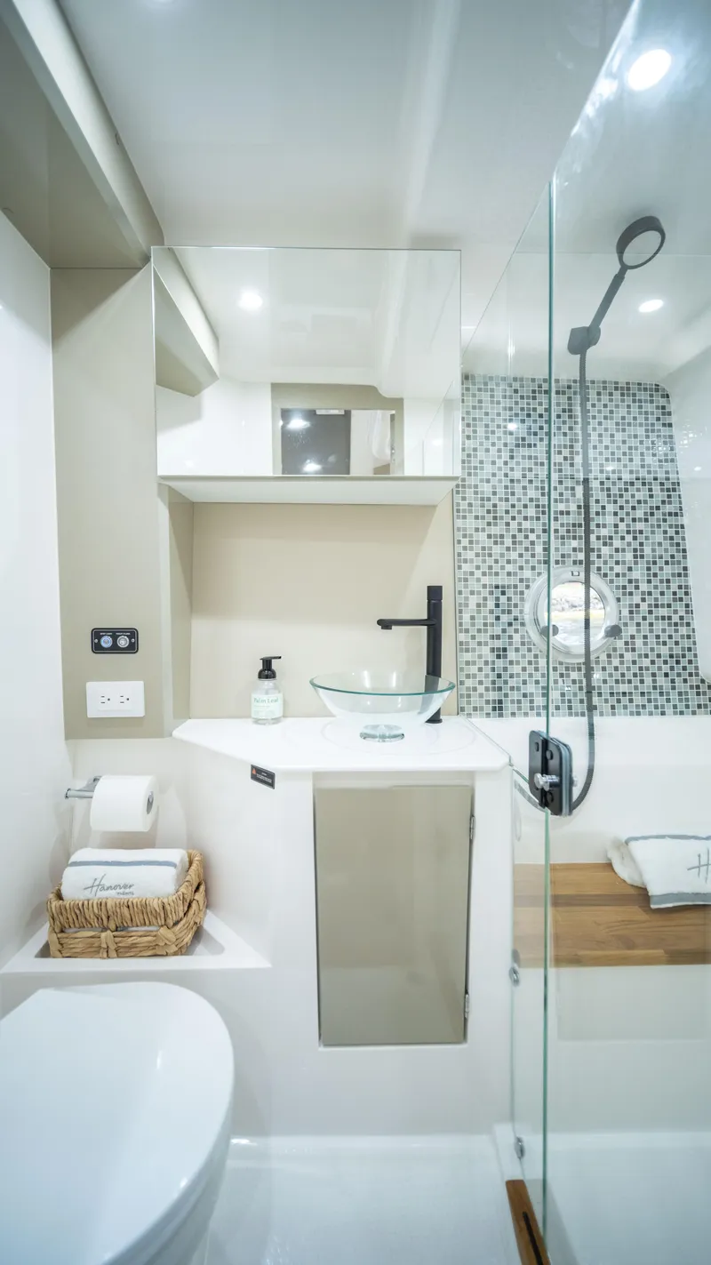 Slide: The Image of Luxurious bathroom in 2025 Hanover 387 Outboard Classic, featuring modern fixtures and elegant design. - 14