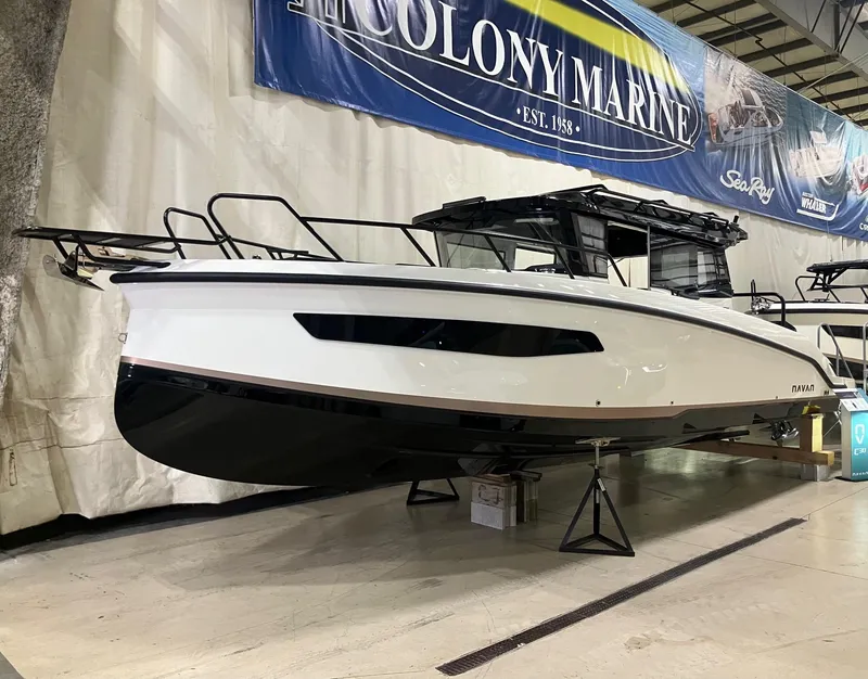 The Image of Navan C30 2025 boat displayed indoors at Colony Marine showroom. - 0