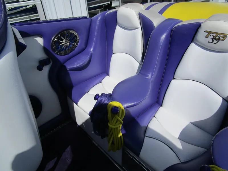 Slide: The Image of Interior of 2005 Cigarette 39 Top Gun boat with branded seating and cushions. - 18