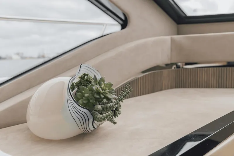 Slide: The Image of Luxurious interior of 2025 Cruisers Yachts 57 Fly with elegant decor. - 46
