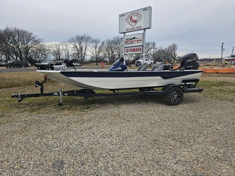 The Image of 2025 Avid 18 Vertex Crappie boat on trailer, parked outdoors. - 0
