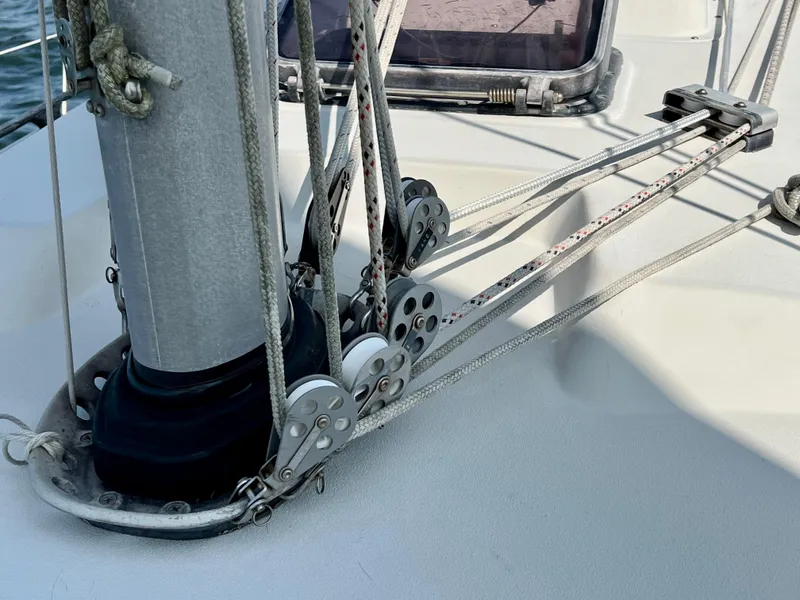 Slide: The Image of Rigging details on a 1983 C&C 35 MKIII sailboat deck. - 16