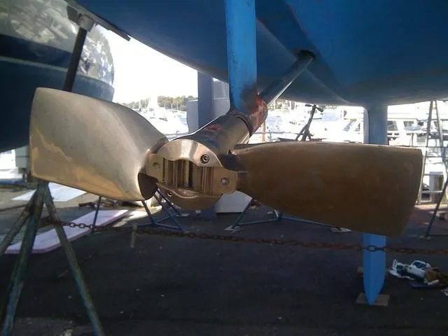 Slide: The Image of Propeller of 1983 C&C 35 MKIII sailboat on dry dock. - 48